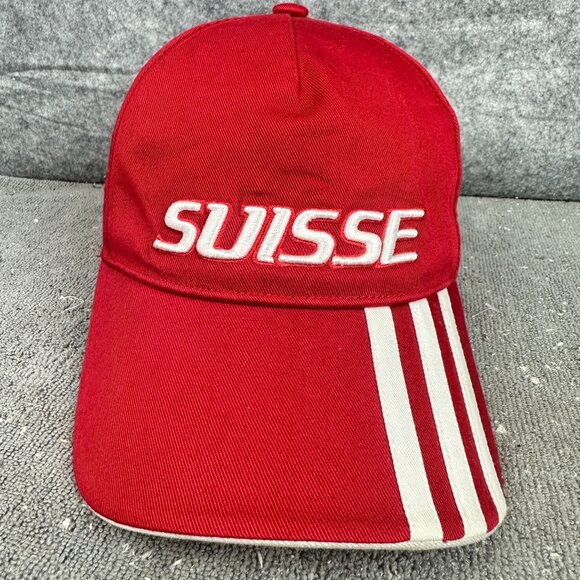 Adidas UEFA EURO 2008 Suisse Switzerland Red Baseball Cap Adjustable Hat Striped - Picture 2 of 16